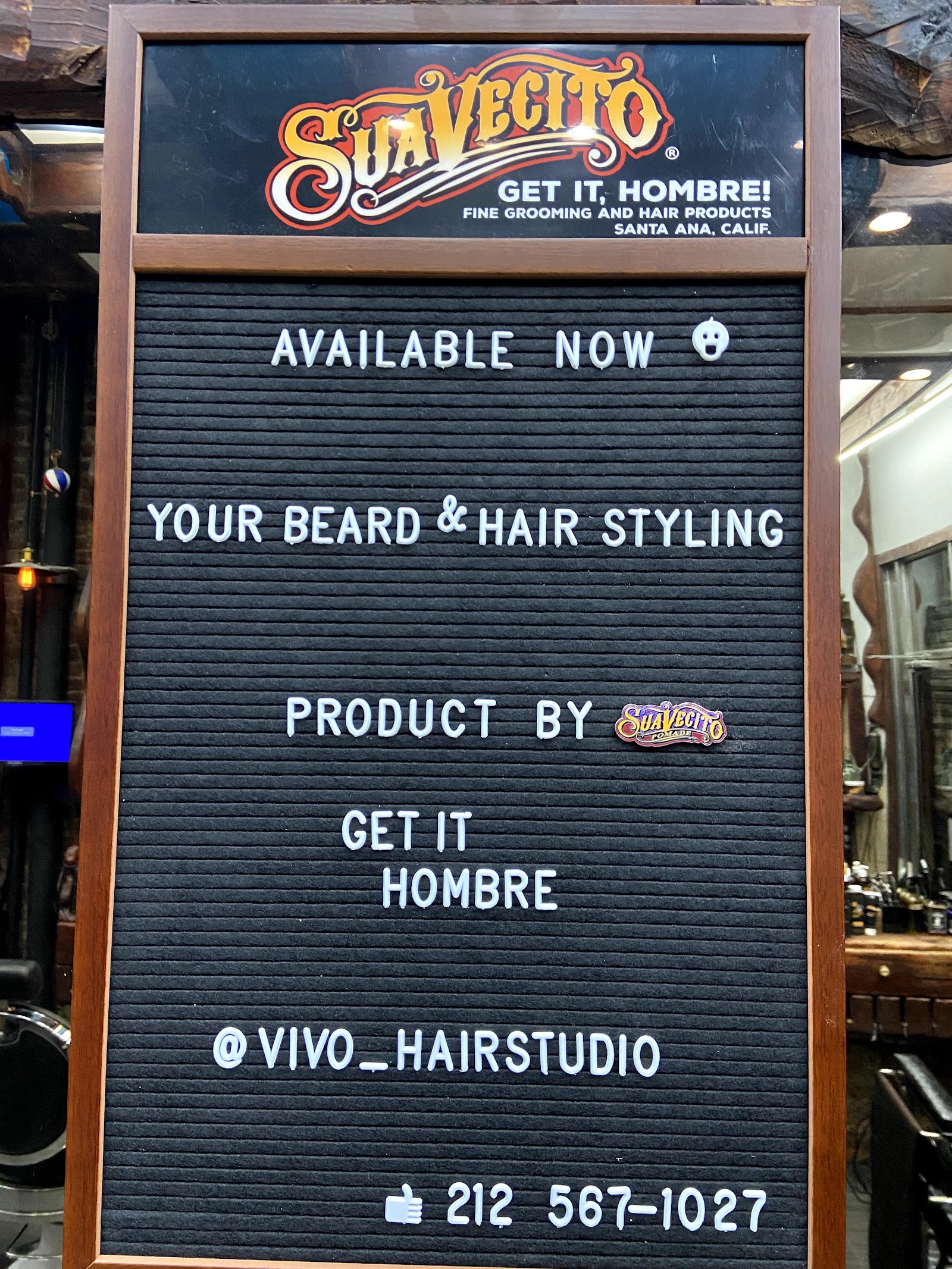 vivo hairstudio letter board showing @vivo_hairstudio on Instagram
